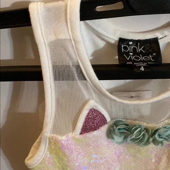 Pink Violet Little Girls Sequins Cat Face Tutu Dress, Size 4 NWT - Picture 4 of 10